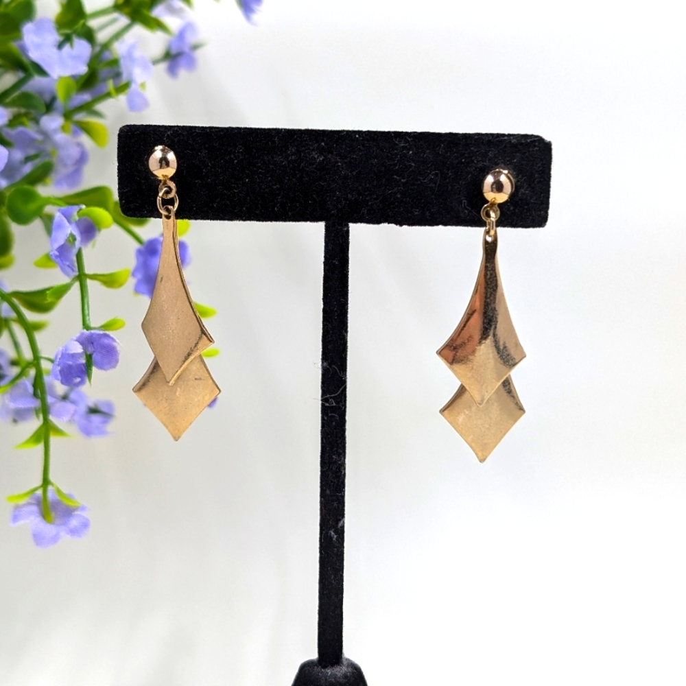 Classy Front and Back Vintage Gold Plated Dangle Earrings